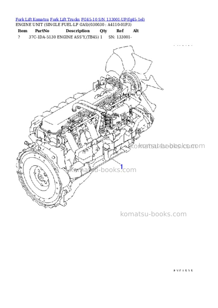 Komatsu fg45-10 s/n 133001-up Parts catalog cover Page 2 Komatsu fg45-10 s/n 133001-up Parts catalog cover Page 2