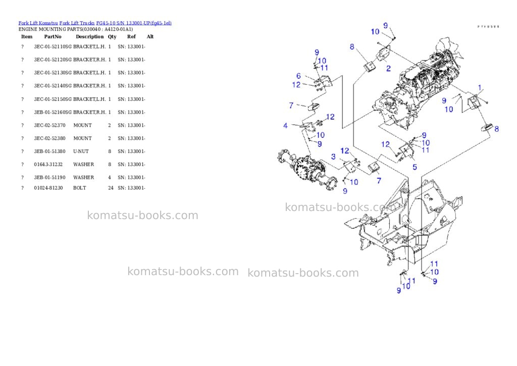 Komatsu fg45-10 s/n 133001-up Parts catalog cover Page 3 Komatsu fg45-10 s/n 133001-up Parts catalog cover Page 3