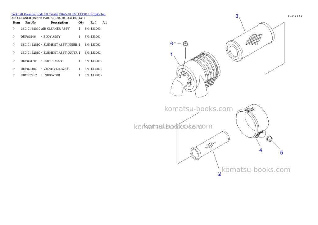 Komatsu fg45-10 s/n 133001-up Parts catalog cover Page 6 Komatsu fg45-10 s/n 133001-up Parts catalog cover Page 6