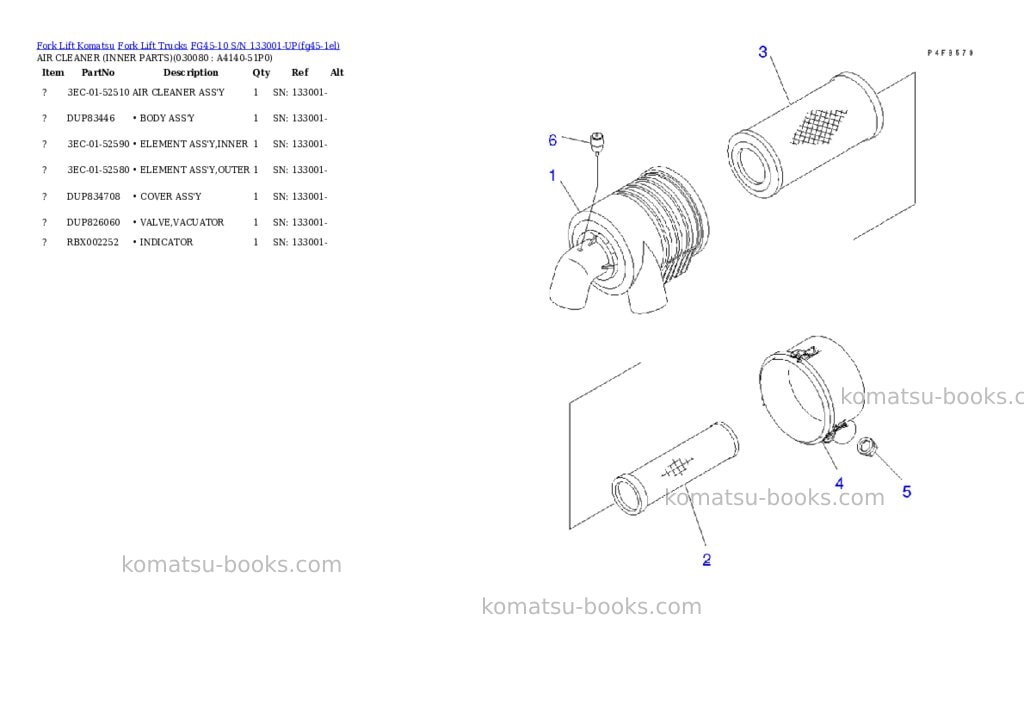 Komatsu fg45-10 s/n 133001-up Parts catalog cover Page 7 Komatsu fg45-10 s/n 133001-up Parts catalog cover Page 7