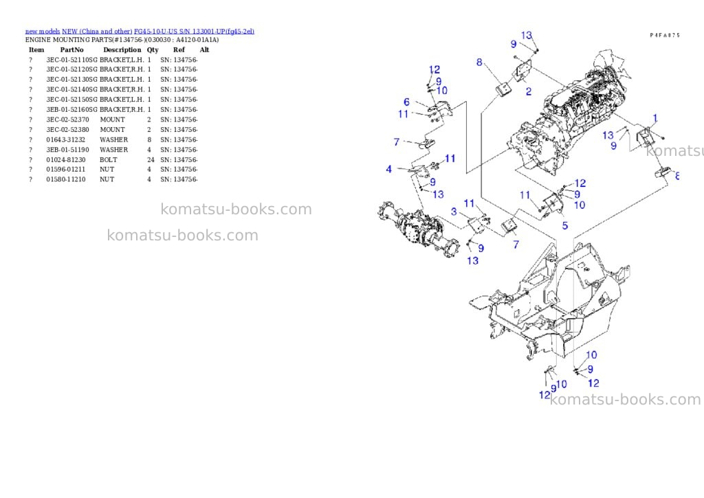 Komatsu fg45-10-u-us s/n 133001-up Parts catalog cover Page 2 Komatsu fg45-10-u-us s/n 133001-up Parts catalog cover Page 2