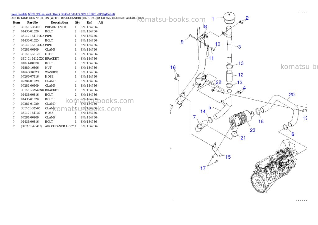 Komatsu fg45-10-u-us s/n 133001-up Parts catalog cover Page 4 Komatsu fg45-10-u-us s/n 133001-up Parts catalog cover Page 4