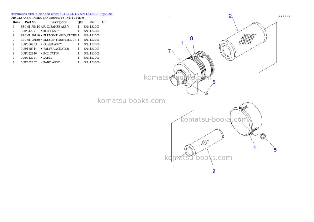 Komatsu fg45-10-u-us s/n 133001-up Parts catalog cover Page 5 Komatsu fg45-10-u-us s/n 133001-up Parts catalog cover Page 5