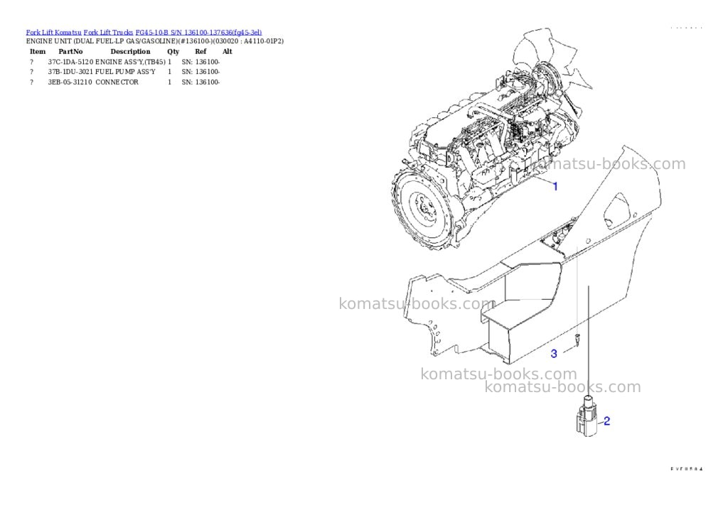 Komatsu FG45-10-B S/N 136100-137636 Parts catalog cover
