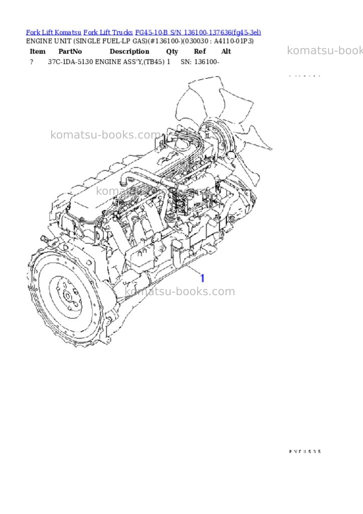 Komatsu FG45-10-B S/N 136100-137636 Parts catalog cover Page 2