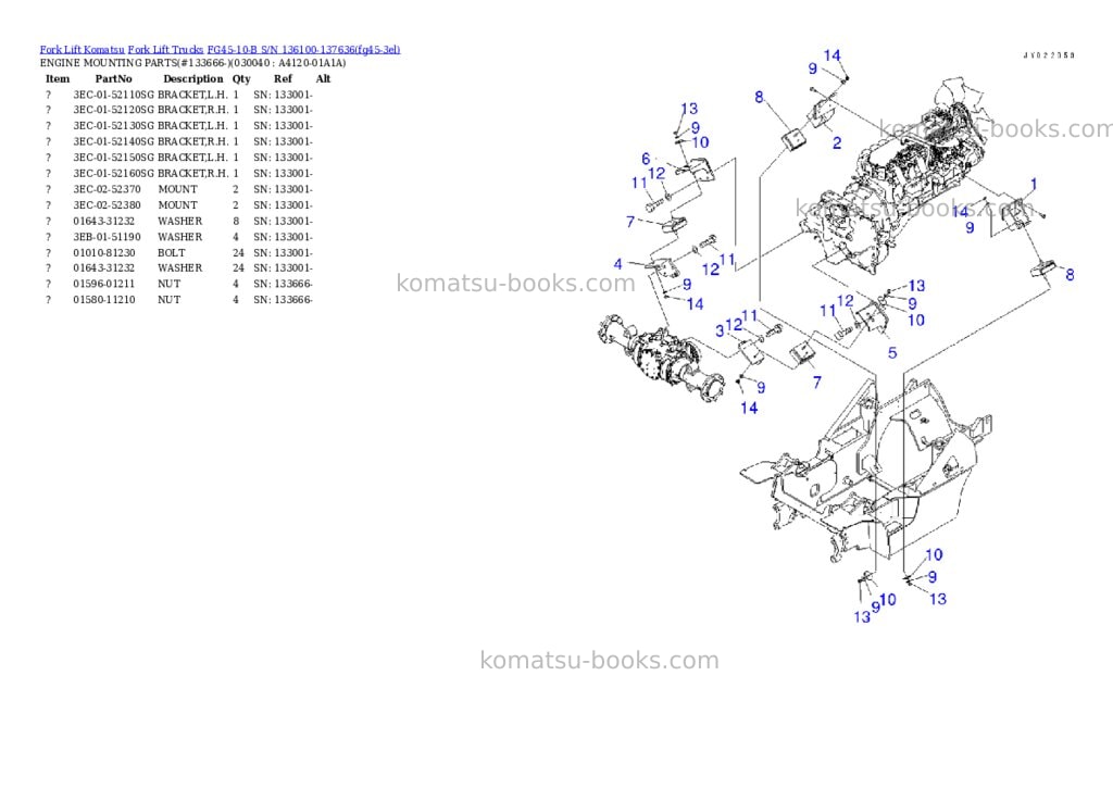 Komatsu FG45-10-B S/N 136100-137636 Parts catalog cover Page 3