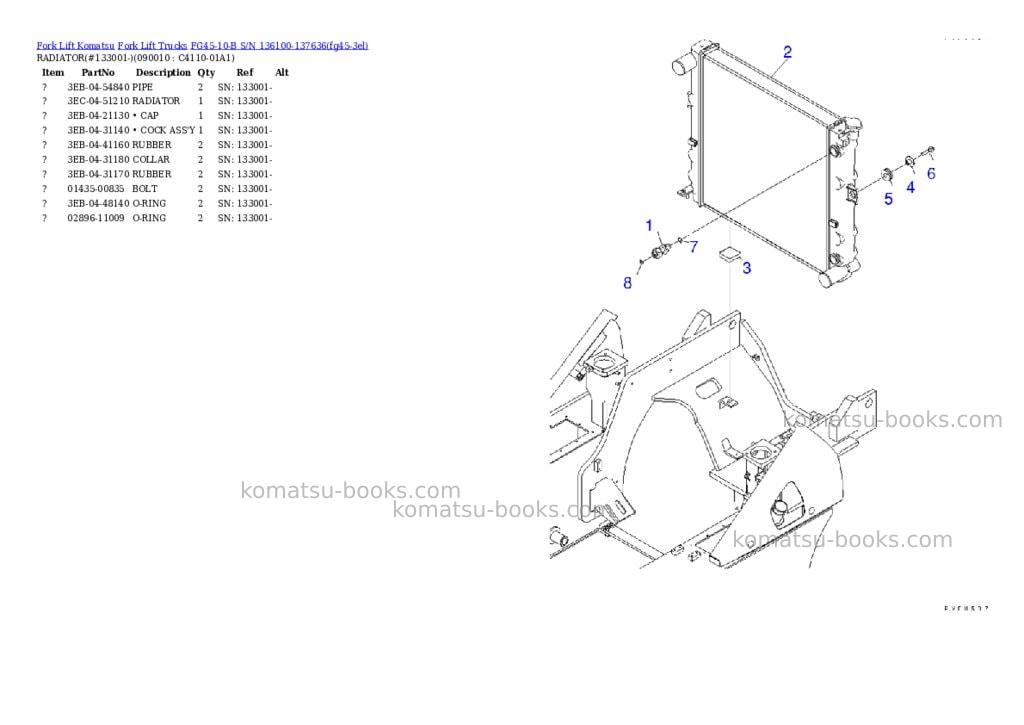 Komatsu FG45-10-B S/N 136100-137636 Parts catalog cover Page 9