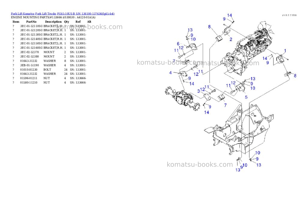 Komatsu FG45-10US-B S/N 136100-137636 Parts catalog cover Page 2