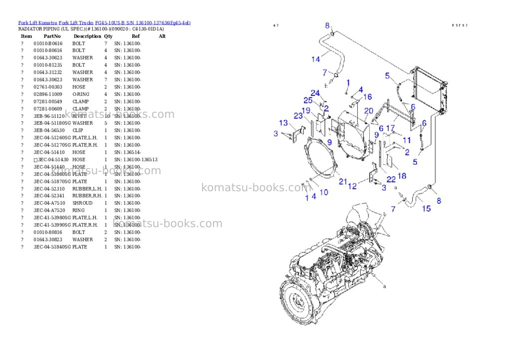 Komatsu FG45-10US-B S/N 136100-137636 Parts catalog cover Page 8