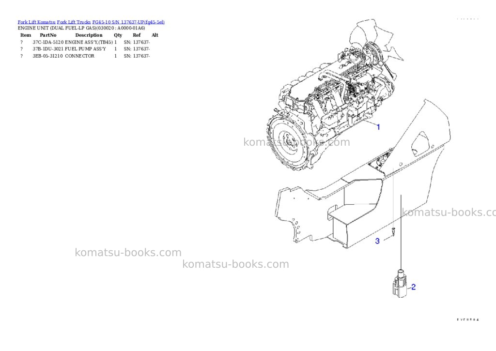 Komatsu FG45-10 S/N 137637-UP Parts catalog cover