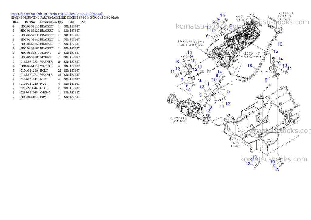 Komatsu FG45-10 S/N 137637-UP Parts catalog cover Page 3
