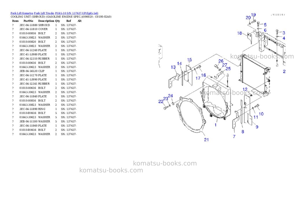 Komatsu FG45-10 S/N 137637-UP Parts catalog cover Page 9