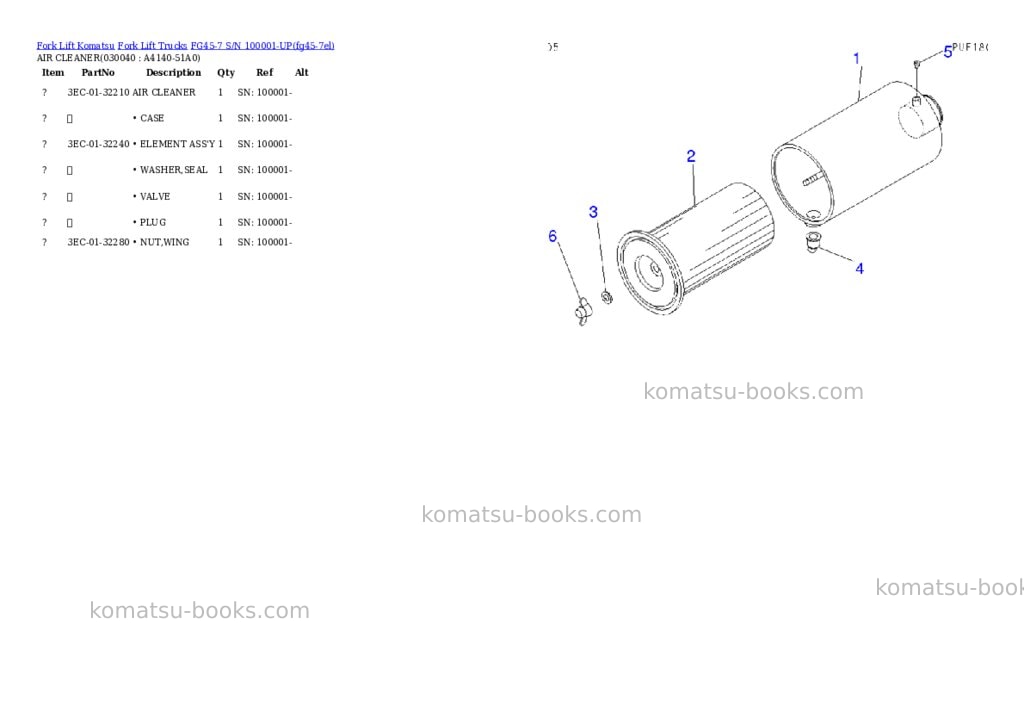 Komatsu fg45-7 s/n 100001-up Parts catalog cover Page 3 Komatsu fg45-7 s/n 100001-up Parts catalog cover Page 3