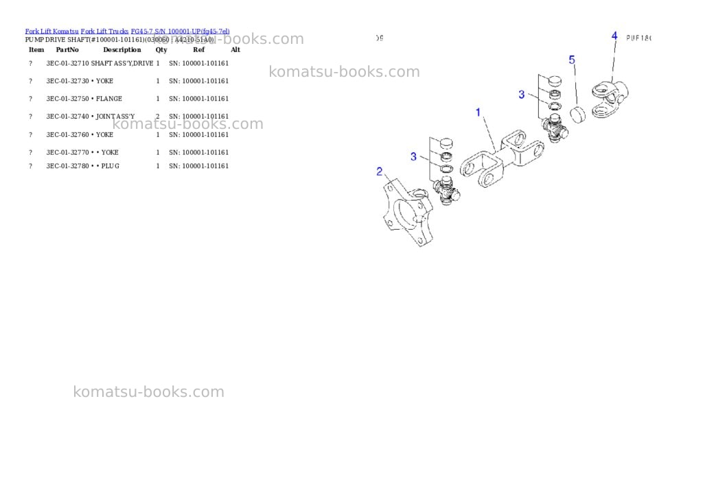 Komatsu fg45-7 s/n 100001-up Parts catalog cover Page 5 Komatsu fg45-7 s/n 100001-up Parts catalog cover Page 5