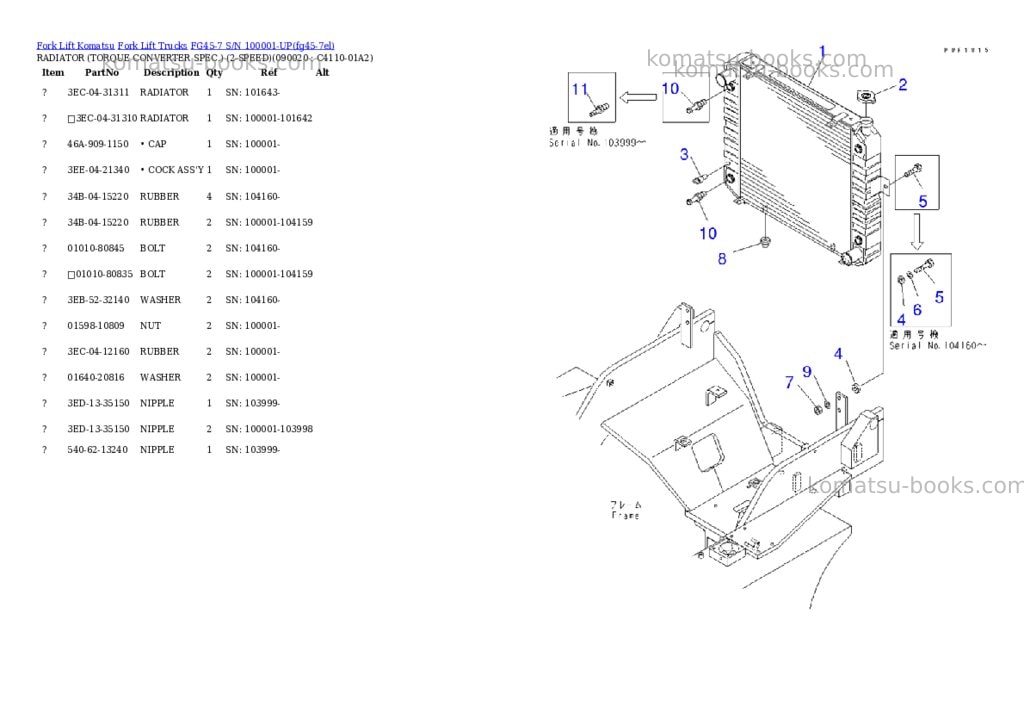 Komatsu fg45-7 s/n 100001-up Parts catalog cover Page 9 Komatsu fg45-7 s/n 100001-up Parts catalog cover Page 9