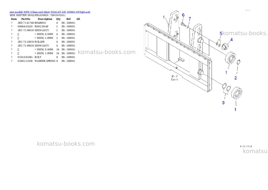 Komatsu fg45-at s/n 100001-up Parts catalog cover Komatsu fg45-at s/n 100001-up Parts catalog cover