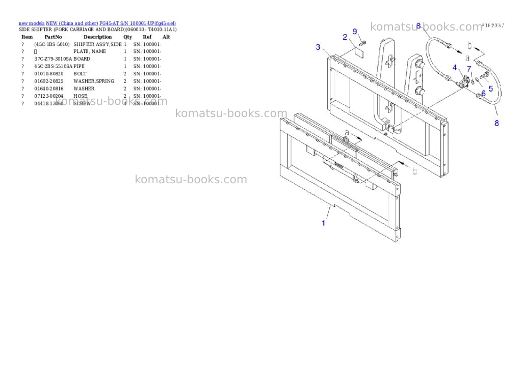 Komatsu fg45-at s/n 100001-up Parts catalog cover Page 3 Komatsu fg45-at s/n 100001-up Parts catalog cover Page 3