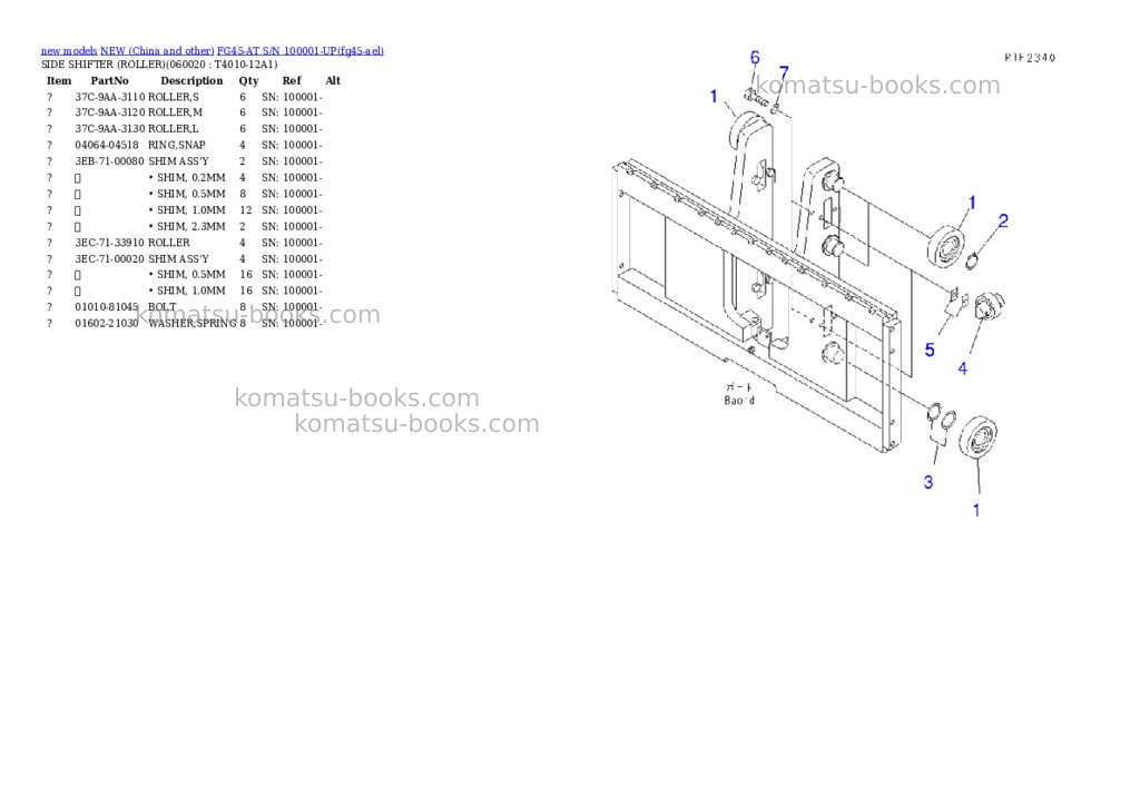 Komatsu fg45-at s/n 100001-up Parts catalog cover Page 4 Komatsu fg45-at s/n 100001-up Parts catalog cover Page 4