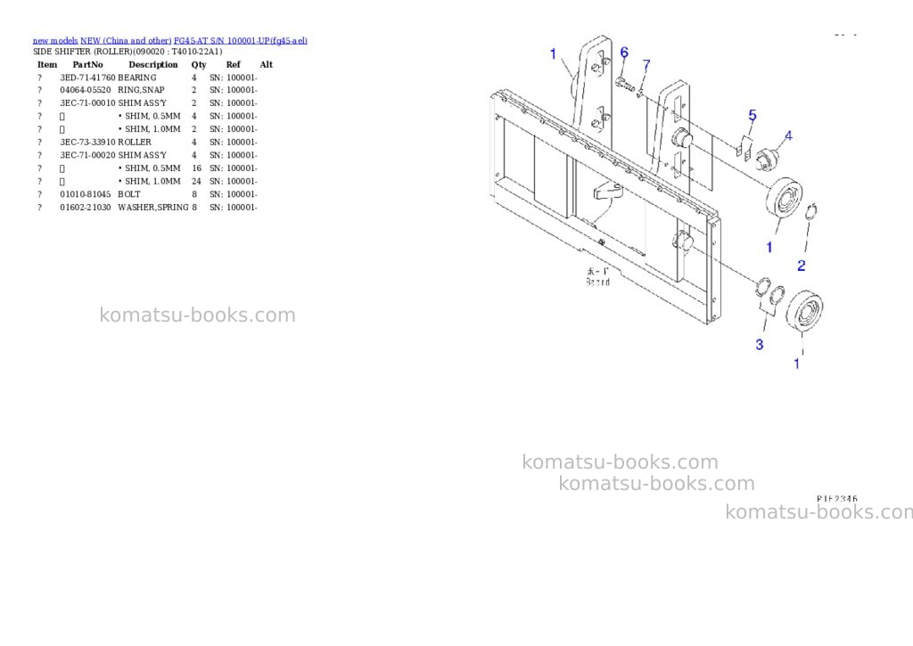 Komatsu fg45-at s/n 100001-up Parts catalog cover Page 7 Komatsu fg45-at s/n 100001-up Parts catalog cover Page 7
