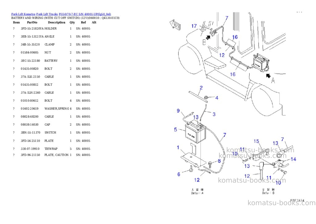 Komatsu fg50/70-7-ec s/n 40001-up Parts catalog cover