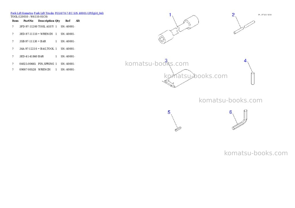 Komatsu fg50/70-7-ec s/n 40001-up Parts catalog cover Page 3