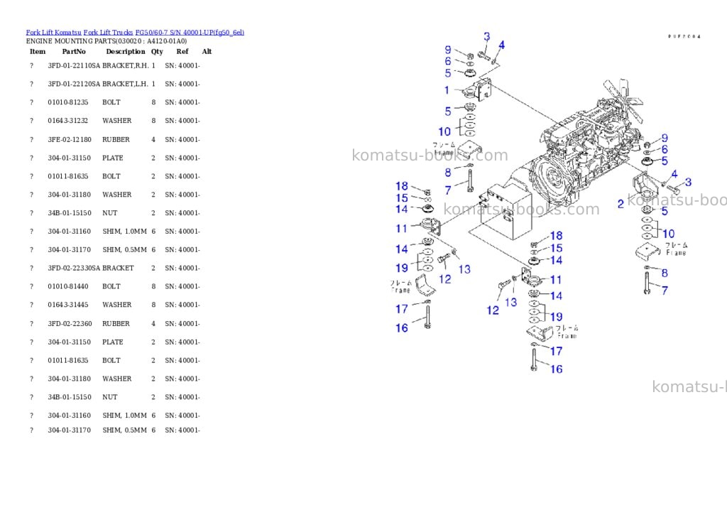 Komatsu fg50/60-7 s/n 40001-up Parts catalog cover Page 2 Komatsu fg50/60-7 s/n 40001-up Parts catalog cover Page 2