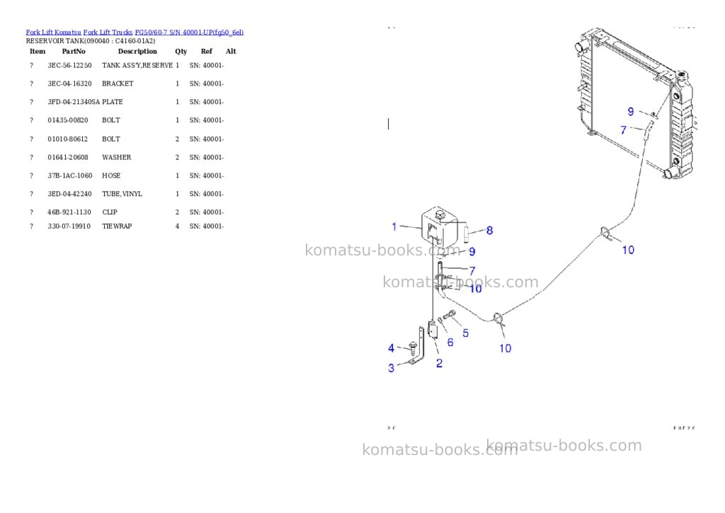 Komatsu fg50/60-7 s/n 40001-up Parts catalog cover Page 9 Komatsu fg50/60-7 s/n 40001-up Parts catalog cover Page 9