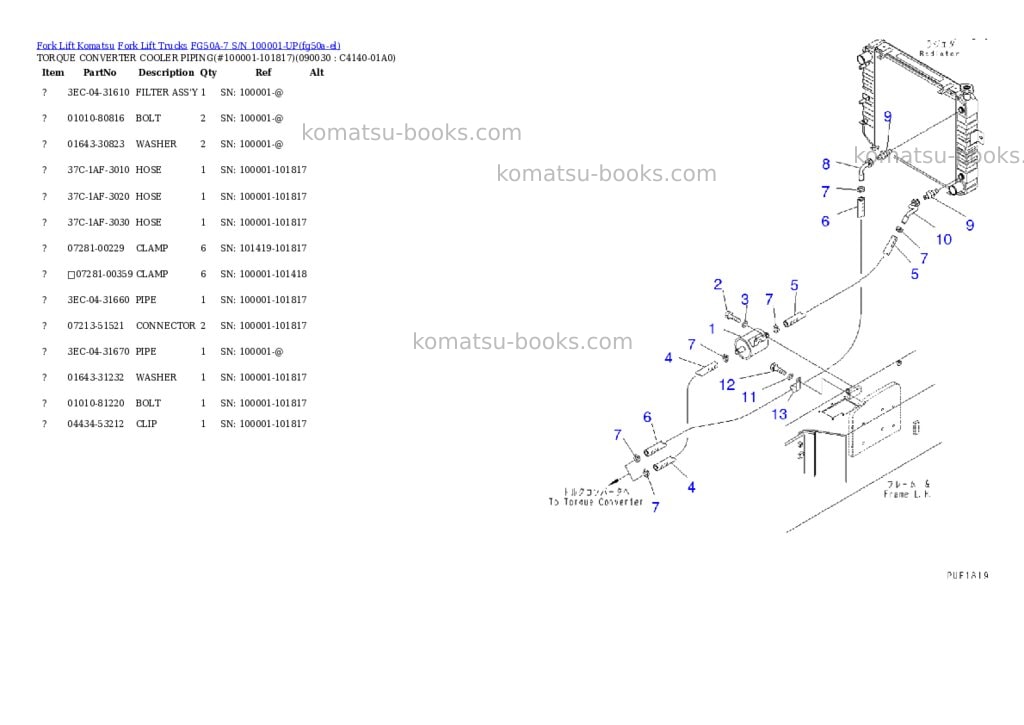 Komatsu FG50A-7 S/N 100001-UP Parts catalog cover Page 10