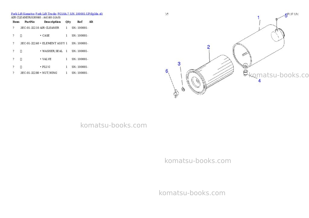 Komatsu FG50A-7 S/N 100001-UP Parts catalog cover Page 3