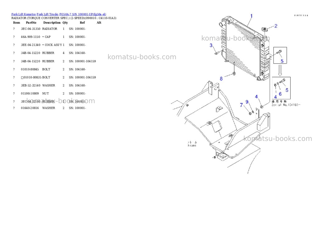 Komatsu FG50A-7 S/N 100001-UP Parts catalog cover Page 8