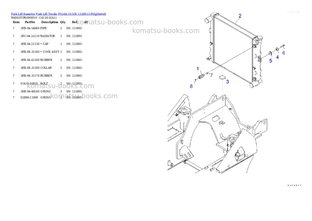 Komatsu fg50a-10 s/n 133001-up Parts catalog cover Page 10