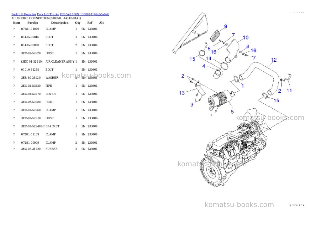 Komatsu fg50a-10 s/n 133001-up Parts catalog cover Page 4