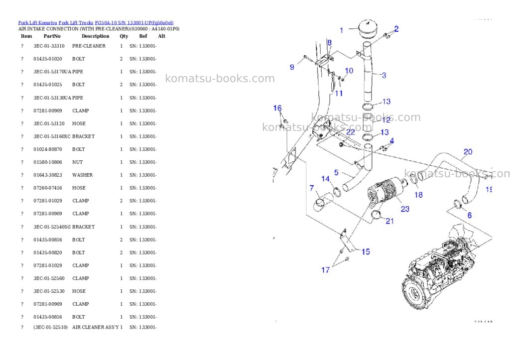 Komatsu fg50a-10 s/n 133001-up Parts catalog cover Page 5