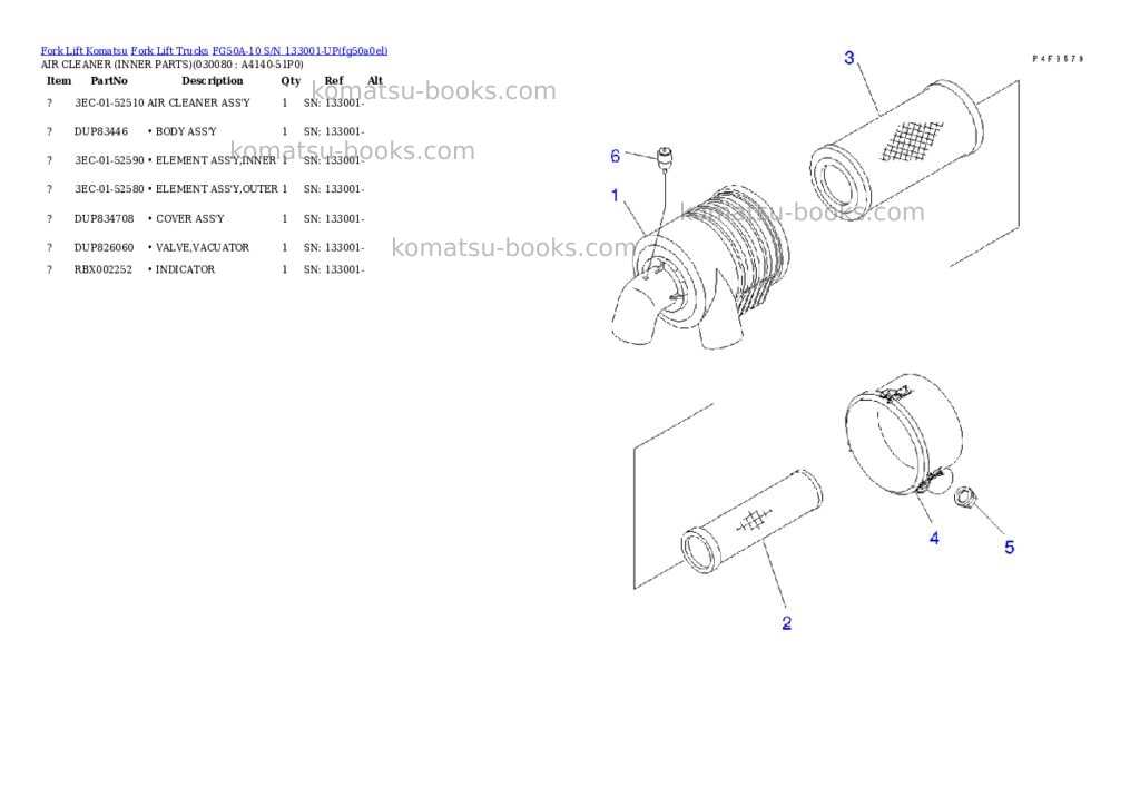 Komatsu fg50a-10 s/n 133001-up Parts catalog cover Page 7