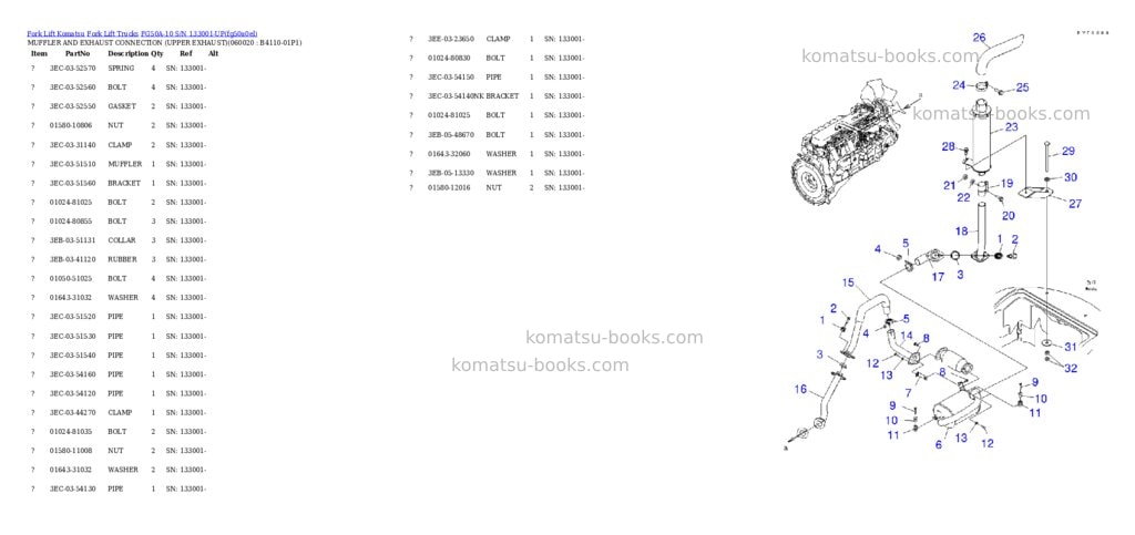 Komatsu fg50a-10 s/n 133001-up Parts catalog cover Page 9