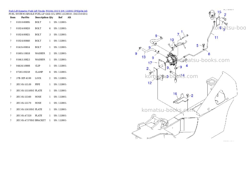 Komatsu fg50a-10-us s/n 133001-up Parts catalog cover Page 10