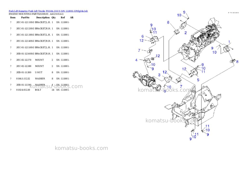 Komatsu fg50a-10-us s/n 133001-up Parts catalog cover Page 2