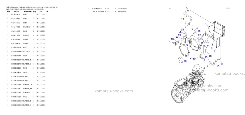 Komatsu fg50a-10-us s/n 133001-up Parts catalog cover Page 7