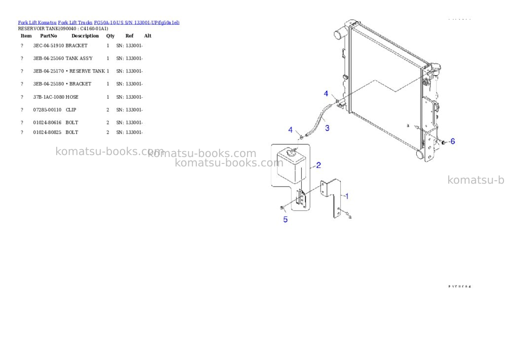 Komatsu fg50a-10-us s/n 133001-up Parts catalog cover Page 9