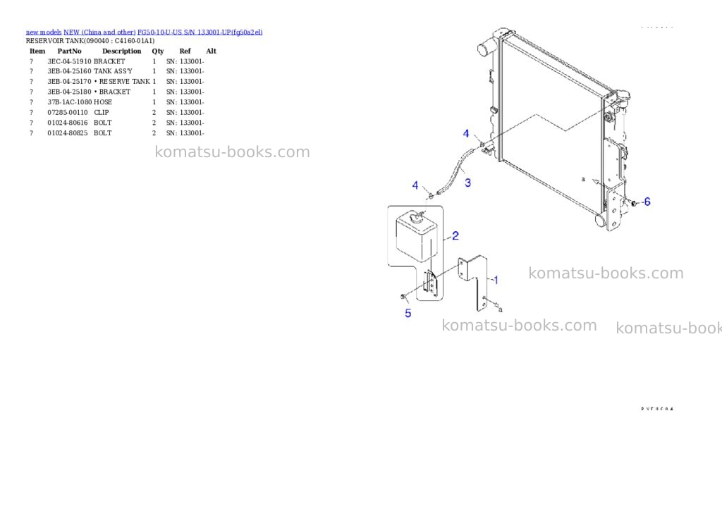 Komatsu fg50-10-u-us s/n 133001-up Parts catalog cover Page 10