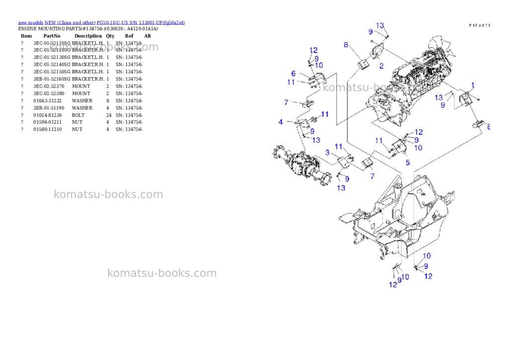 Komatsu fg50-10-u-us s/n 133001-up Parts catalog cover Page 2