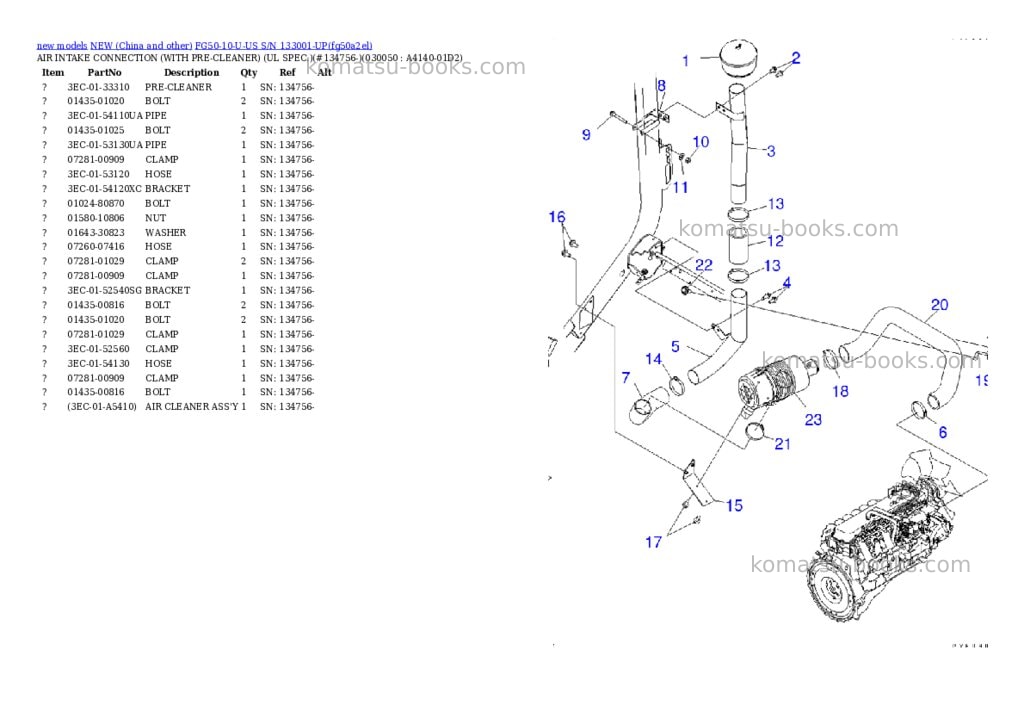 Komatsu fg50-10-u-us s/n 133001-up Parts catalog cover Page 4