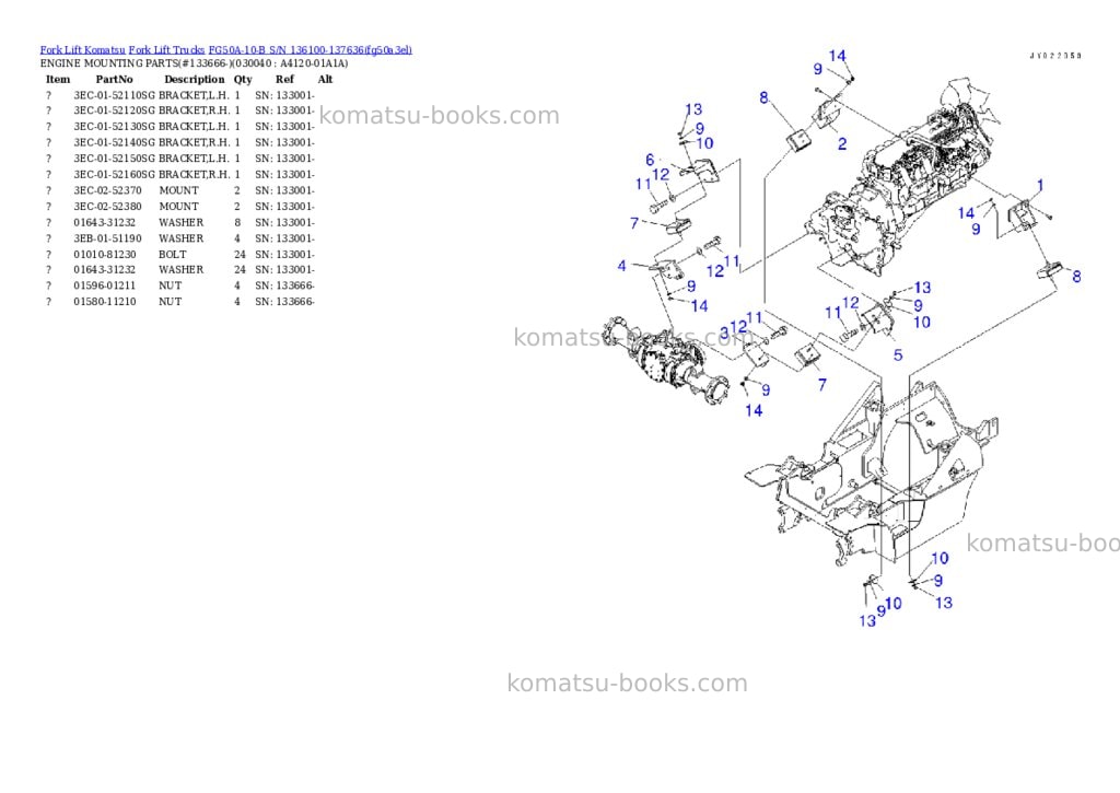 Komatsu FG50A-10-B S/N 136100-137636 Parts catalog cover Page 3