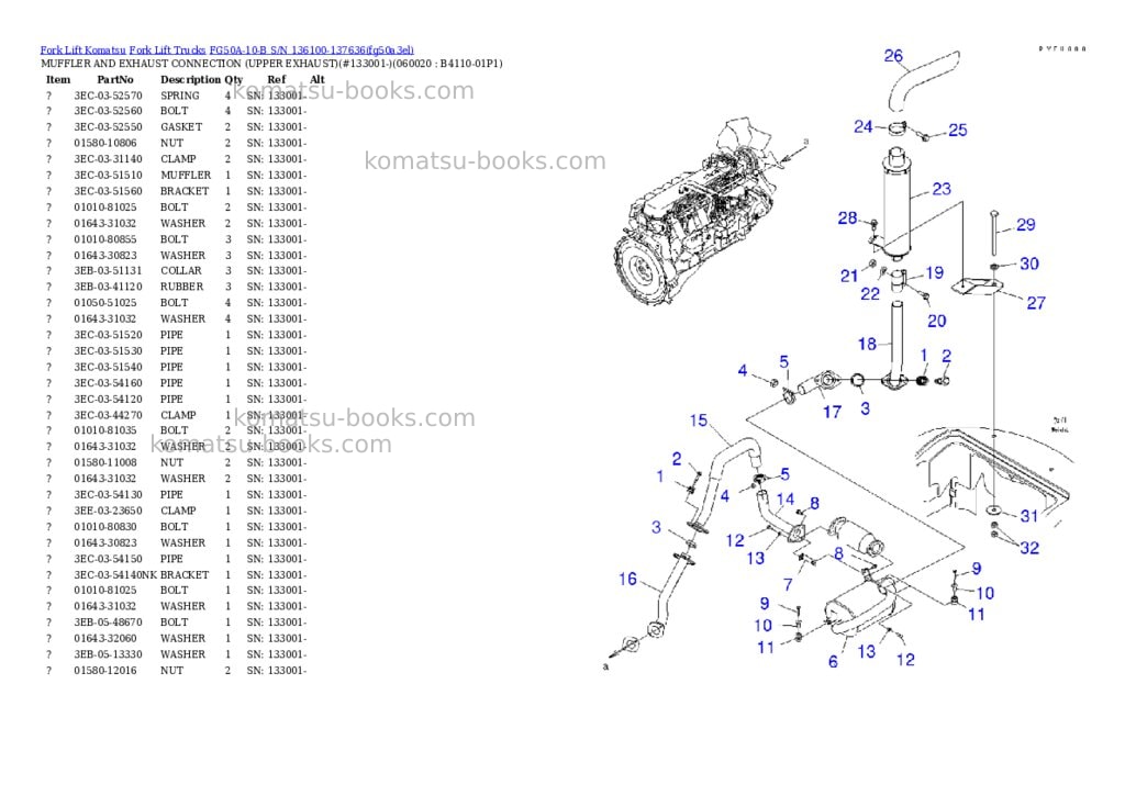 Komatsu FG50A-10-B S/N 136100-137636 Parts catalog cover Page 8