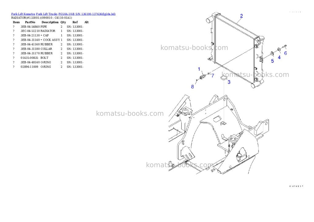 Komatsu FG50A-10-B S/N 136100-137636 Parts catalog cover Page 9