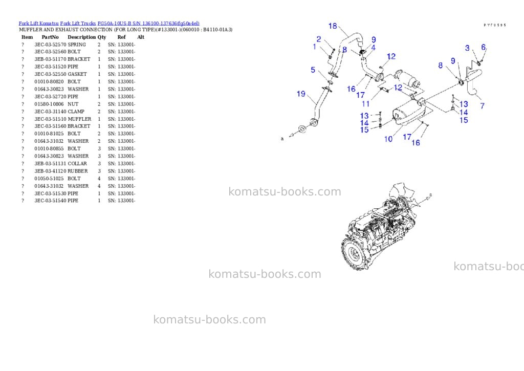 Komatsu FG50A-10US-B S/N 136100-137636 Parts catalog cover Page 6 Komatsu FG50A-10US-B S/N 136100-137636 Parts catalog cover Page 6