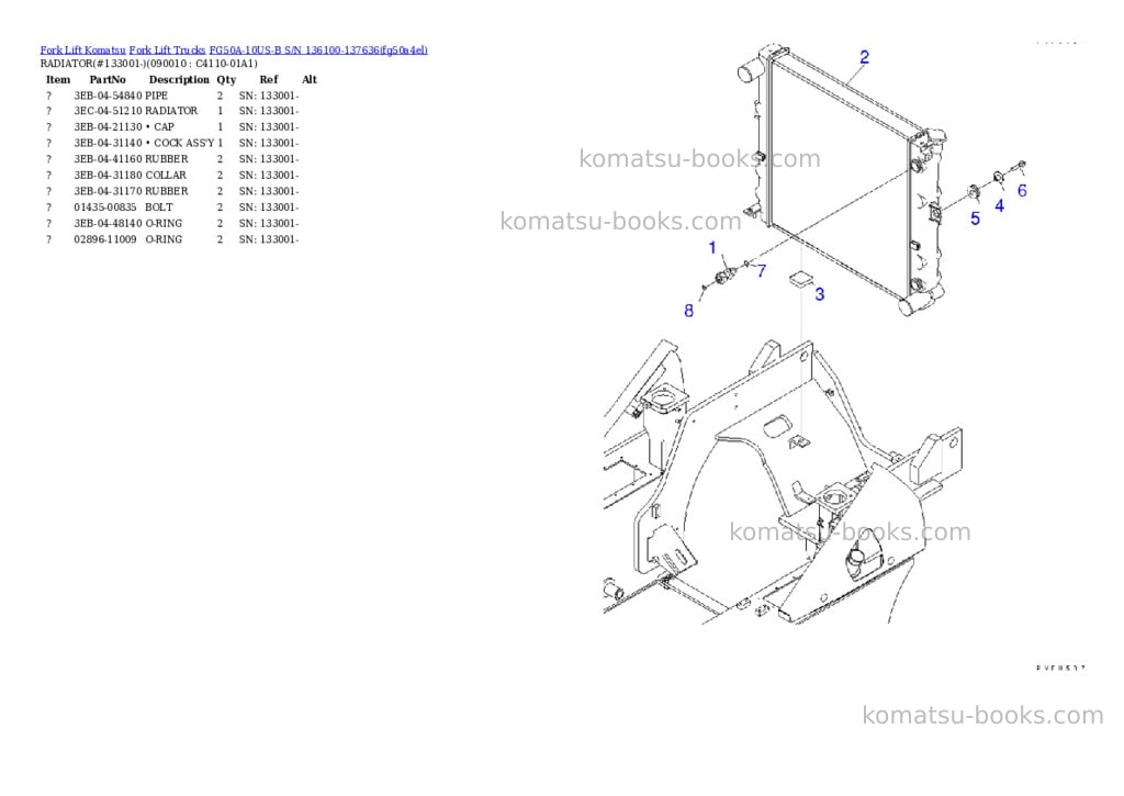 Komatsu FG50A-10US-B S/N 136100-137636 Parts catalog cover Page 7 Komatsu FG50A-10US-B S/N 136100-137636 Parts catalog cover Page 7