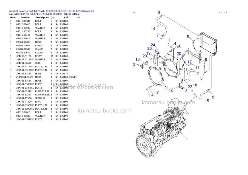 Komatsu FG50A-10US-B S/N 136100-137636 Parts catalog cover Page 8 Komatsu FG50A-10US-B S/N 136100-137636 Parts catalog cover Page 8