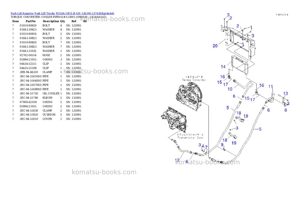 Komatsu FG50A-10US-B S/N 136100-137636 Parts catalog cover Page 9 Komatsu FG50A-10US-B S/N 136100-137636 Parts catalog cover Page 9