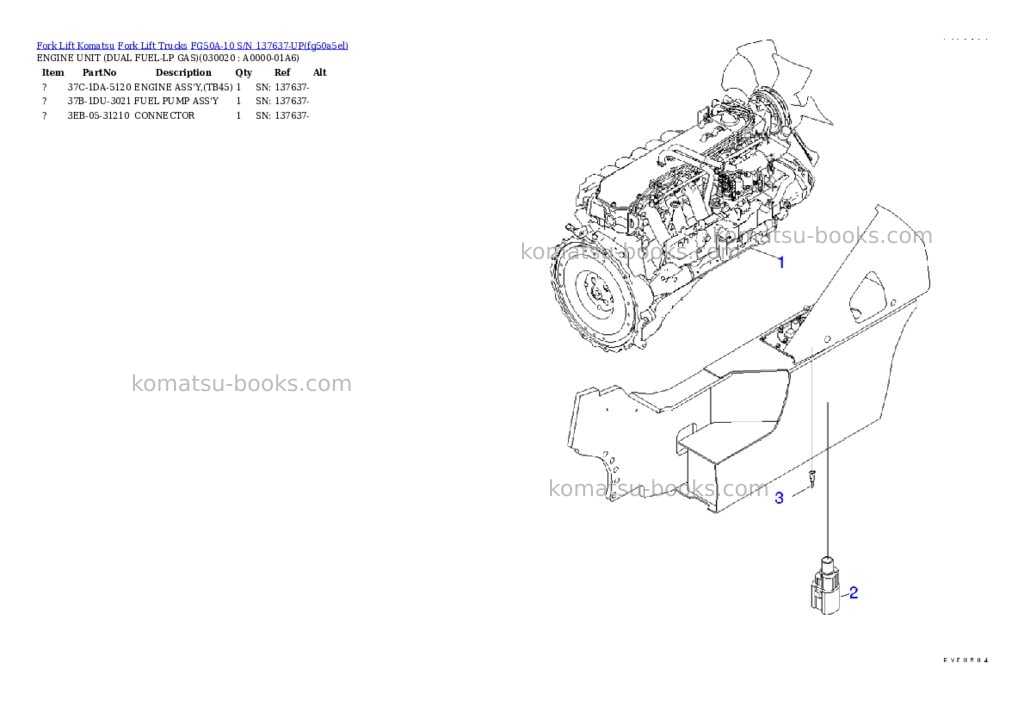 Komatsu FG50A-10 S/N 137637-UP Parts catalog cover